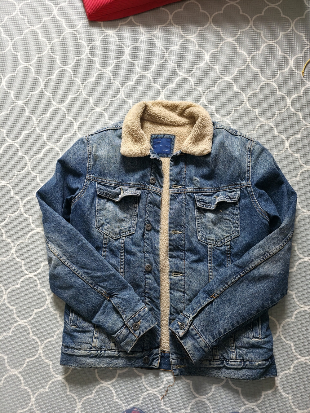 ​🔥 BUNDLE 2+ FOR 20% OFF 🔥 Zara Men's Blue Denim Jacket with Cream Sherpa